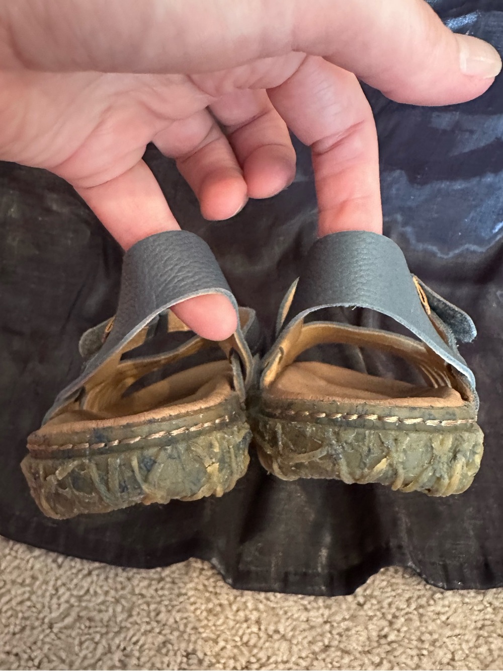 El Naturalista Blue-Gray Leather Strappy Sandals Velcro strap EU 39 US 8.5 eco - Picture 7 of 12